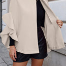 Clasi 1 pieza abrigo elegante de lana con un solo abotonadura, bajo con volantes y unicolor para mujer, otono/invierno