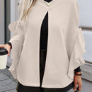 Clasi abrigo de lana elegante con cuello vuelto y abotonadura sencilla, en unicolor, para mujer, para otono/invierno