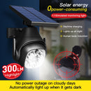 1 lámpara solar de pared LED con sensor de movimiento, luz falsa de vigilancia inalámbrica, panel solar giratorio 180°, iluminación solar simulada para porche, jardín, patio o entrada