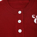 Sweetro cardigan de mujer con cuello redondo, manga larga y botones delanteros con estampado de lazo