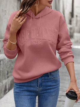 Lune sudadera con capucha casual y holgada para mujer con grafico de letra 3d