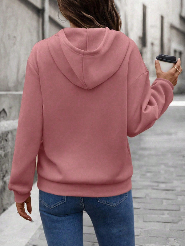 Lune sudadera con capucha casual y holgada para mujer con grafico de letra 3d