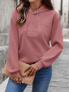 Lune sudadera con capucha casual y holgada para mujer con grafico de letra 3d