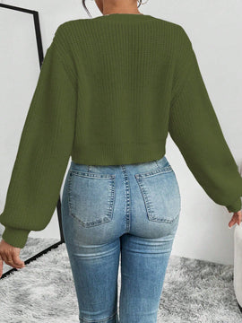 Essnce 1 pieza cardigan casual de manga larga con botones al frente y bordado floral