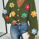 Essnce cardigan informal de mujer con botones delanteros y estampado de flores, apropiado para el uso diario en otono/invierno