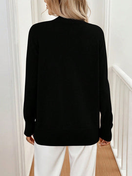 Frenchy 1 pieza blusa casual de manga larga y botones al frente, de estilo minimalista para mujeres