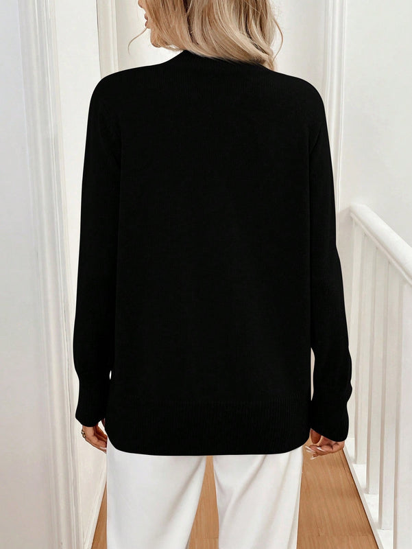 Frenchy 1 pieza blusa casual de manga larga y botones al frente, de estilo minimalista para mujeres