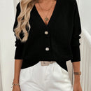Frenchy 1 pieza blusa casual de manga larga y botones al frente, de estilo minimalista para mujeres