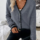 Frenchy blusa informal de mangas largas con botones delanteros y ribete de contraste para mujeres