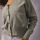Athiral 1 pieza cardigan casual de un solo botonadura, de manga larga con hombros caidos, de un solo color, para mujer, ideal para otono/invierno