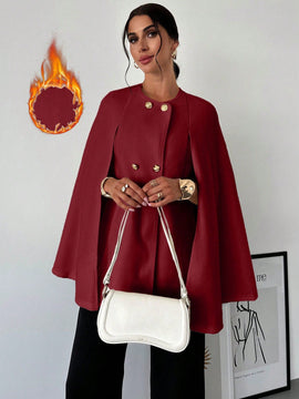 Prive capa/poncho sobrecapa de unicolor elegante y minimalista de color albaricoque para mujer