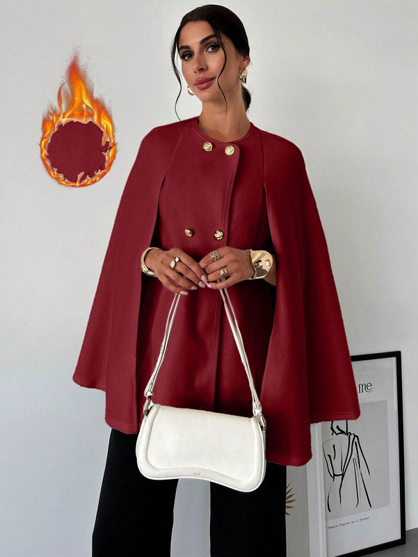 Prive capa/poncho sobrecapa de unicolor elegante y minimalista de color albaricoque para mujer