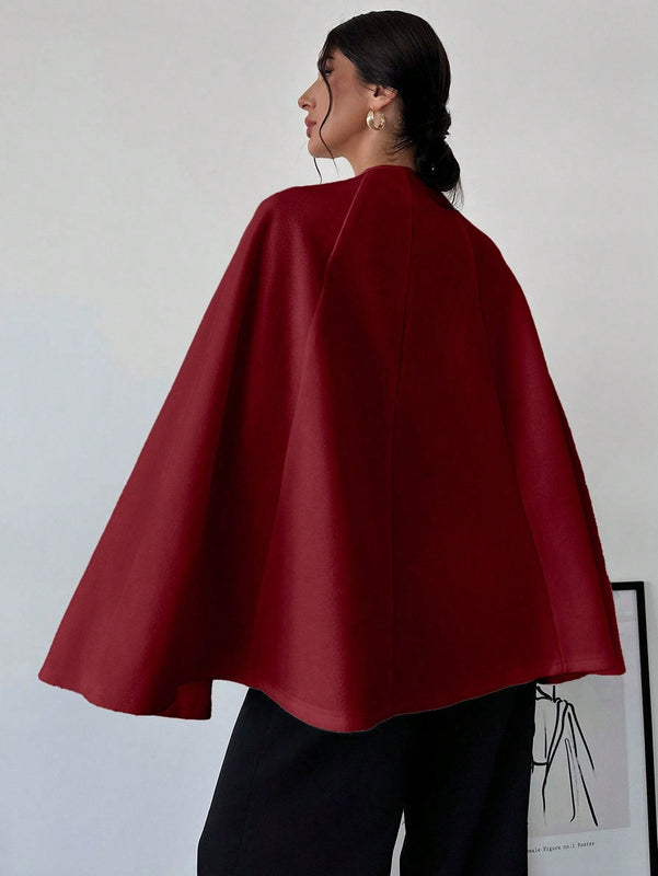 Prive capa/poncho sobrecapa de unicolor elegante y minimalista de color albaricoque para mujer