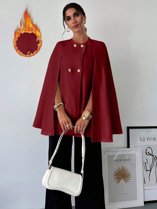 Prive capa/poncho sobrecapa de unicolor elegante y minimalista de color albaricoque para mujer