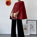 Prive cardigan tipo poncho de color albaricoque solido y elegante, abrigo minimalista para mujer