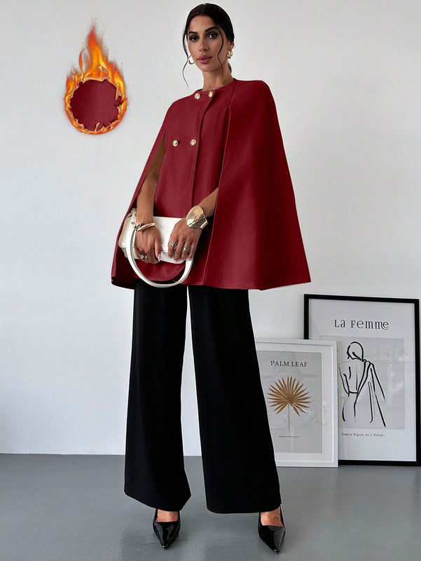 Prive capa/poncho sobrecapa de unicolor elegante y minimalista de color albaricoque para mujer