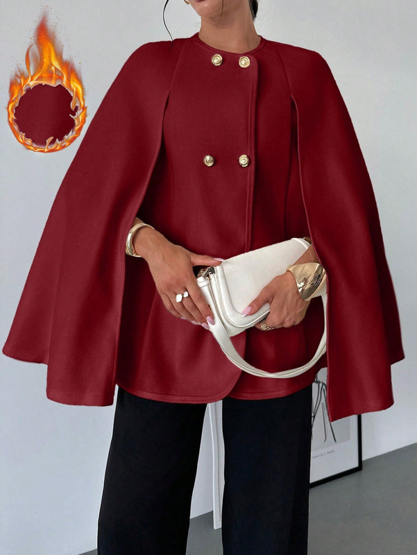 Prive capa/poncho sobrecapa de unicolor elegante y minimalista de color albaricoque para mujer