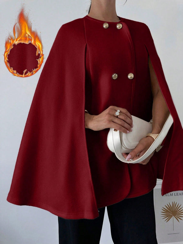 Prive capa/poncho sobrecapa de unicolor elegante y minimalista de color albaricoque para mujer