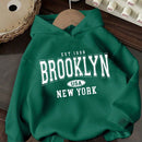 Attitoon sudadera holgada de capucha con estampado grafico de nueva york brooklyn, de ajuste suelto y gruesa, adecuada para otono/invierno, de estilo casual y sencillo para mujer