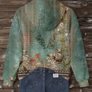 Lune sudadera con capucha de estampado floral vintage todo sobre en estilo minimalista casual, adecuada para otono/invierno