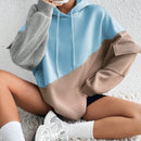 Moosta sudadera con capucha casual con bloque de color, bolsillo decorativo y mangas largas