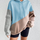 Moosta sudadera con capucha casual con bloque de color, bolsillo decorativo y mangas largas