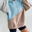 Moosta sudadera con capucha casual con bloque de color, bolsillo decorativo y mangas largas