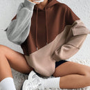 Moosta sudadera con capucha casual con bloque de color, bolsillo decorativo y mangas largas