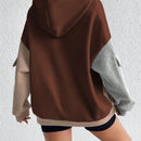 Moosta sudadera con capucha casual con bloque de color, bolsillo decorativo y mangas largas