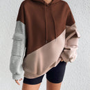Moosta sudadera con capucha casual con bloque de color, bolsillo decorativo y mangas largas