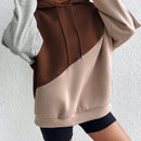 Moosta sudadera con capucha casual con bloque de color, bolsillo decorativo y mangas largas