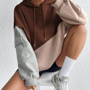 Moosta sudadera con capucha casual con bloque de color, bolsillo decorativo y mangas largas