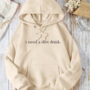 Ezwear 1 pieza sudadera con capucha de manga larga con estampado de letras y bolsillos para mujeres