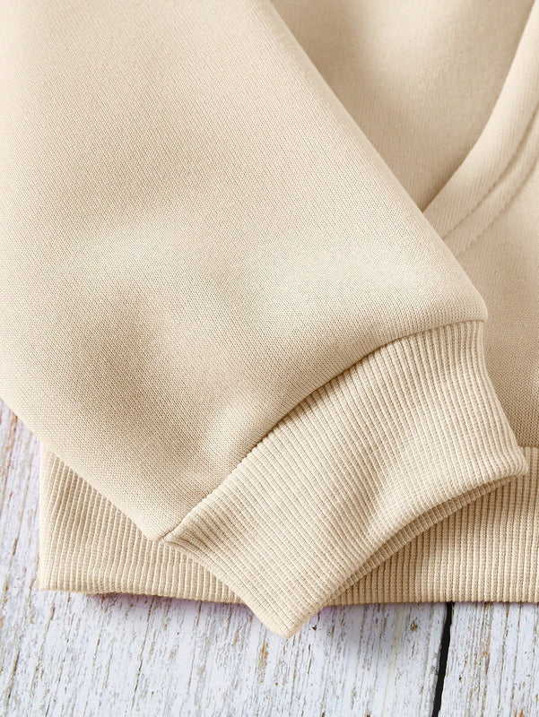 Ezwear 1 pieza sudadera con capucha de manga larga con estampado de letras y bolsillos para mujeres