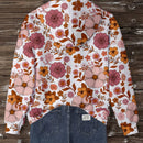 Lune sudadera con capucha de estampado floral vintage todo sobre en estilo minimalista casual, adecuada para otono/invierno