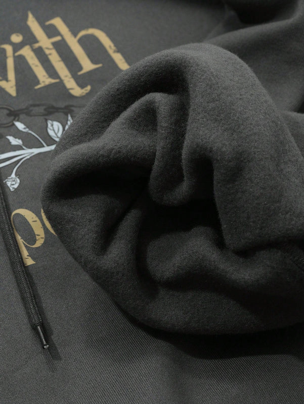 Dazy sudadera de felpa con estampado de letras de estilo callejero retro para mujer