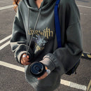 Dazy sudadera de felpa con estampado de letras de estilo callejero retro para mujer