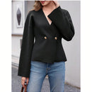 Sueter de punto holgado con cuello en v y mangas largas acampanadas para mujer de warmwaves