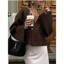 Sueter de punto holgado con cuello en v y mangas largas acampanadas para mujer de warmwaves