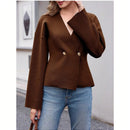 Sueter de punto holgado con cuello en v y mangas largas acampanadas para mujer de warmwaves