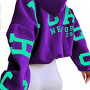 Ezwear sudadera con capucha informal para mujer con estampado de letras, para otono/invierno