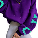 Ezwear sudadera con capucha informal para mujer con estampado de letras, para otono/invierno