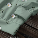 Lune sudadera con capucha de estampado floral vintage todo sobre en estilo minimalista casual, adecuada para otono/invierno