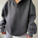 Ezwear sudadera con capucha de corte holgado para mujer, casual de primavera/otono, de manga larga con cremallera, holgada, regular, color albaricoque, hombros caidos, sudaderas para mujer