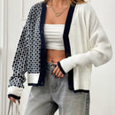 Cardigan de cuello en v con detalles de botones especiales y multicolor