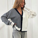 Cardigan de cuello en v con detalles de botones especiales y multicolor