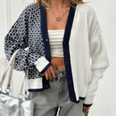 Cardigan de cuello en v con detalles de botones especiales y multicolor