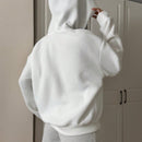 Muchic sudadera con capucha con estampado de leopardo minimalista informal, impreso en toda la prenda, otono invierno
