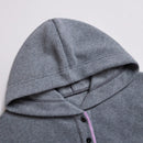 Ezwear sudadera con capucha casual simple para mujer con bolsillo, manga larga, botones delanteros y parche de color liso