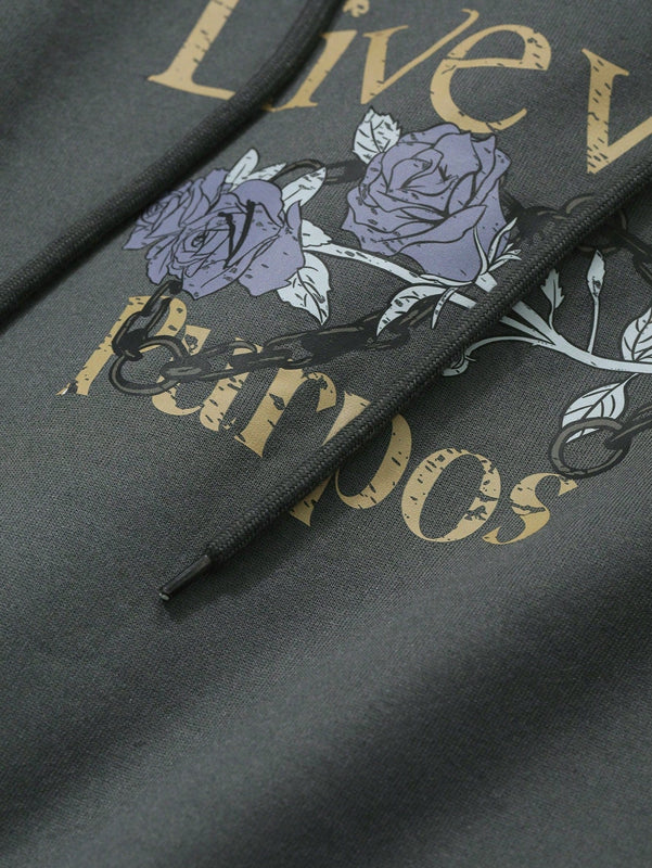 Dazy sudadera de felpa con estampado de letras de estilo callejero retro para mujer